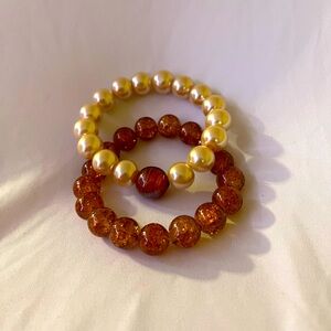 Amber and Pearl Bracelet Set